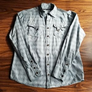 NWOT- Carbon Black Graphic Button Down Shirt